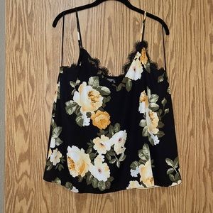 Black floral tank top size XL never worn.